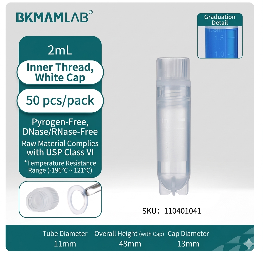 BKMAMLAB cryogenic vial with washer, 50 pieces