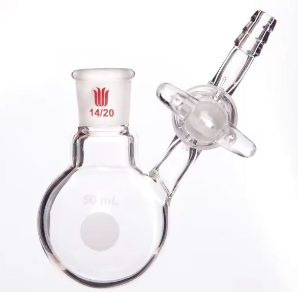 Synthware™ Reaction Flasks with Glass Stopcock, 50 mL, Joint 14/20
